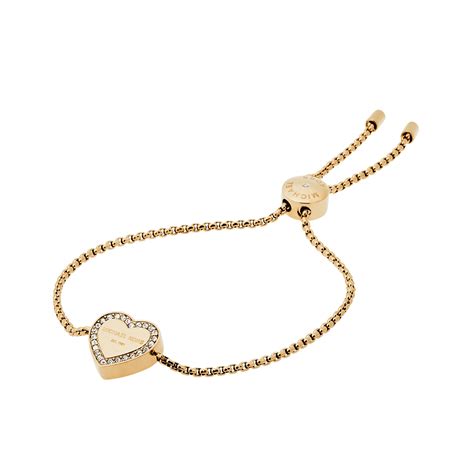 michael kors gold heritage slider bracelet|Michael Kors Heritage Pave Logo Heart Slide Bracelet Gold .